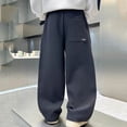 thumbnail image 3 of Bixock Toddler Boys Sweatpants Elastic Waist Jogger Pants Kids Solid Color Side Pocket Fleece Lined Loose Fall Winter Sport Casual Daily Wear Size 11-12Years, 3 of 5