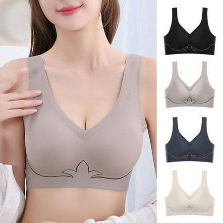

opvise Wide Shoulder Straps Beauty Back Removal Pads Women Bra Seamless Push Up Sport Vest Brassiere Skin M