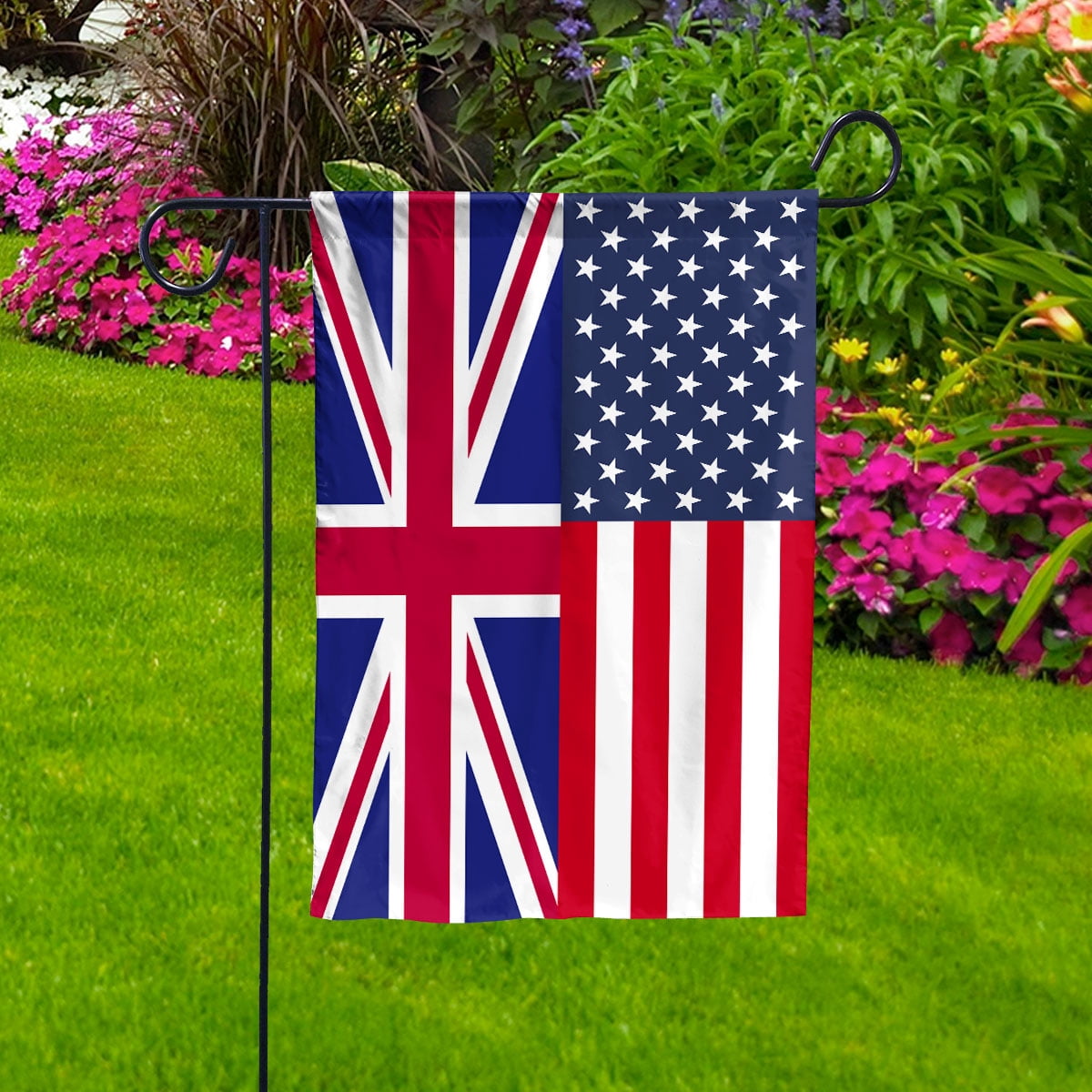 American Great Britain Flag Great British Friendship U.S.A Memorial Day Patriotic For House Flag, Double-Sided Decorative Outdoor Flag, Patriotic Polyester Yard Flag 29.5 x 39.5 in