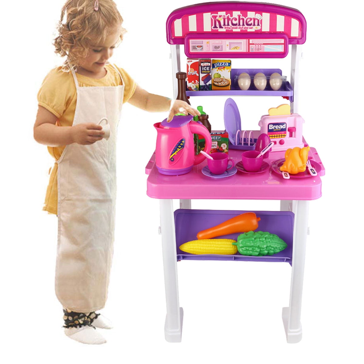 Kids Kitchen Playset Play Kitchen For Girls Toddlers Little Chef Kitchen Set Toy Cooking Counter Top Playset For Children Walmart Com Walmart Com