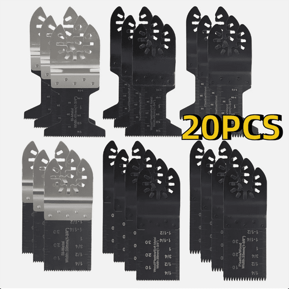 20Pcs Oscillating Multi-Tool Blades Set for Wood & Metal Cutting - Compatible with Milwaukee, Hitachi, Makita, Bosch.