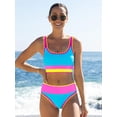 thumbnail image 3 of Traje de baño Popvil, conjuntos de bikini de cintura alta con control de barriga, 3 of 6