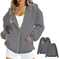 thumbnail image 2 of YDFCWXW Womens Zip Up Hoodies Casual Long Sleeve Hoodie Jacket Oversized Lightweight Pullover Sweatshirts Tops with Pocket Grey, XL, 2 of 4