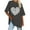 Gray, variant on WREESH Oversized Casual T-Shirts Women's Short Sleeve Round-Neck Graphic Tops Black