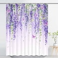 thumbnail image 6 of Ikfashoni Purple Flowers Shower Curtain with Hooks,13pc Waterproof Fabric Bathroom Curtain, 72"X72", 6 of 8