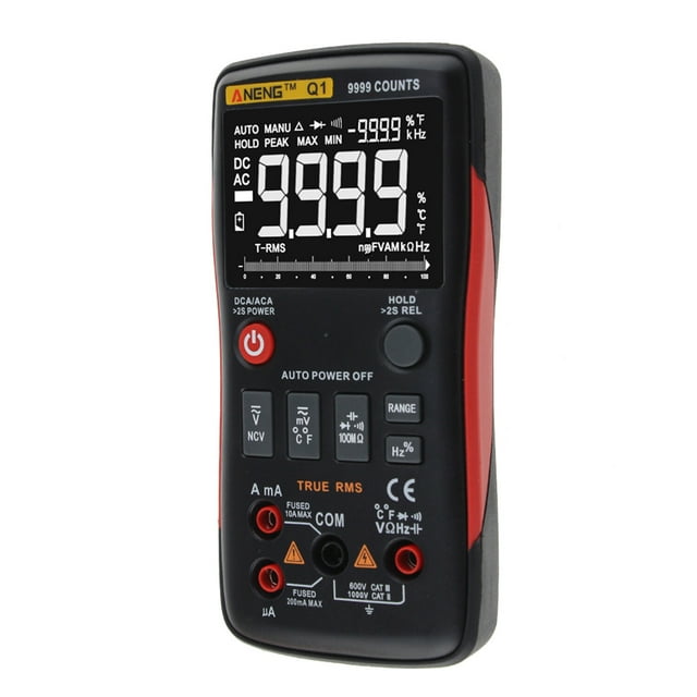 ANENG ANENG Q1 Digital Multimeter with True RMS, Auto-Ranging, 9999 Counts, Measures AC/DC Voltage, Current, Resistance, Capacitance, Frequency, Temperature, Diode, Continuity, Duty Cycle, NCV, Red,