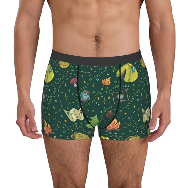 Balery Camp In The Forest Calzoncillos bóxer para hombre, ropa interior de algodón suave y transpirable con cinturilla de nailon-X-Large