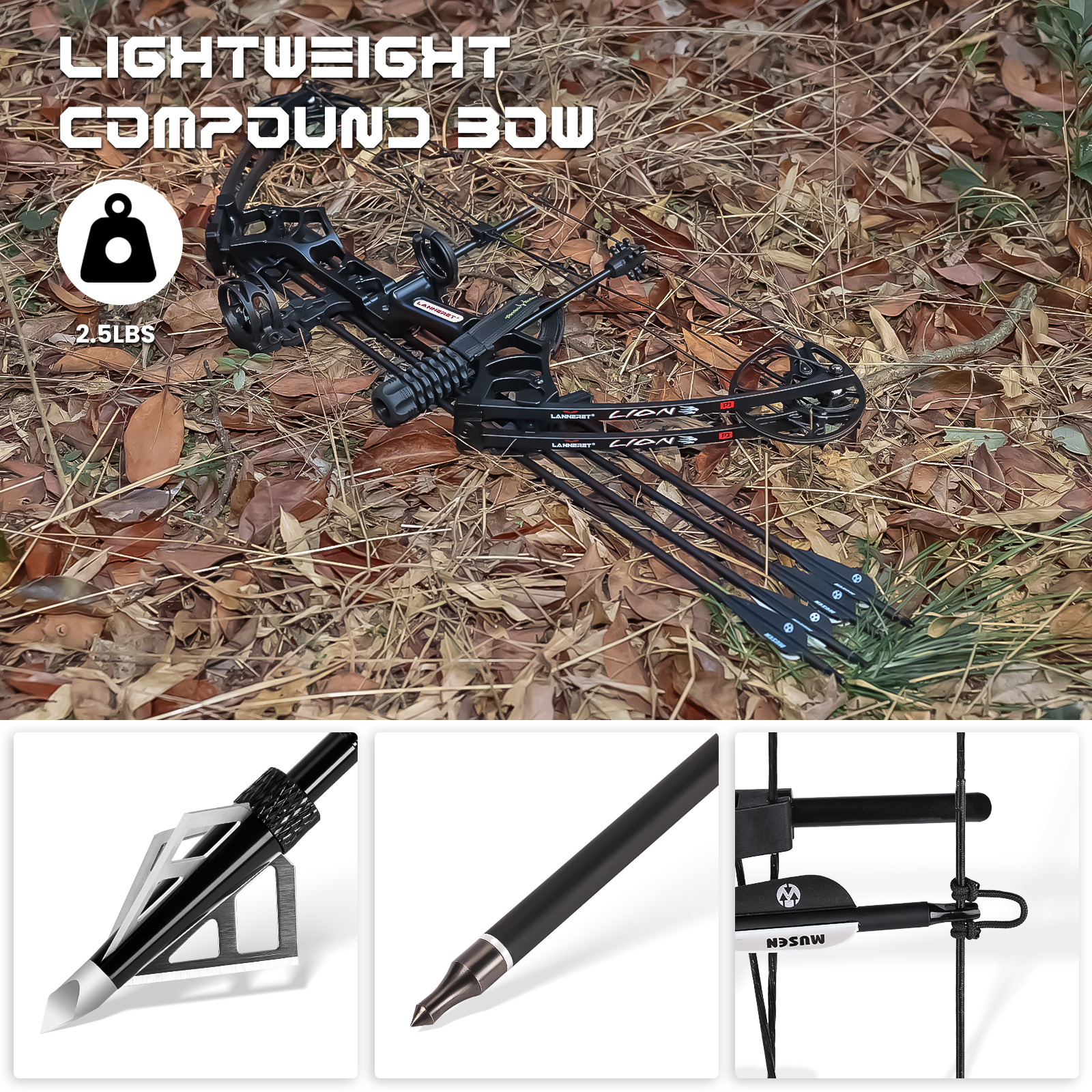 Archery Ready to Hunt Compound Bow Package for Adults and Teens,25"-31" Draw Length，0-70 Lbs Draw Weight ,up to IBO 320 fps，Lightweight Design Bow ,Fully Adjustable