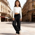 thumbnail image 2 of Girls Stretch Soft Casual Pants with Elastic Waistband Comfortable Playwear for Toddlers and Kids Girl Clothes 7-8 Years, 2 of 4