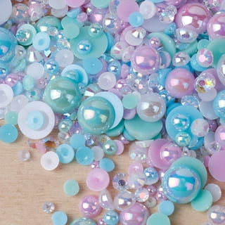 Niziky 1200pcs Flat Back Half Round Pearls, 6mm Gold Half Flatback Pearls Gems Beads for Crafts, Flat Back Half Pearls for Craft Projects, Jewelry
