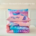 thumbnail image 4 of URBONUR 3 Pcs Mermaid Tail Girls Comforter Set Queen Size, Gradient Glitter Girls Bedding Set, Rainbow Fish Tail Bed Comforter Set for Kids Girls, 4 of 7