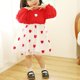 thumbnail image 3 of Vestido de malla estampado de manga larga para niña, vestido de cumpleaños hasta la rodilla, vestido de poliéster con mangas de obispo para niñas, 3 of 5