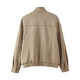 thumbnail image 4 of Atogsazn Womens Leather Jacket Casual Zip Up Long Sleeve Bomber Coat Loose Fit Tops Spring Fall Clothing with Pocket 03-Khaki S Fashion, 4 of 5