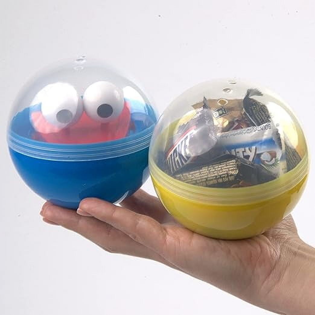 Vending Machine Capsules - 3.9 Inch Empty Plastic Capsules - 6 Pcs Clear-Colored Round Capsules - 100 mm Toy Capsules - Empty Capsule Balls for Prizes - Candy Hunt Containers - Bath Bombs Molds