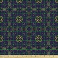 thumbnail image 2 of Oriental Upholstery Fabric by the Yard, Abstract Pattern of Arching Dots Floral Motifs Old Fashioned Feels, Decorative Fabric for DIY and Home Accents, Dark Indigo Dark Khaki by Ambesonne, 2 of 5