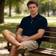thumbnail image 7 of Yifymode Polo Shirts for Men Dry Fit Golf Polos Pleated Short Sleeve Button Up Shirt Plus Size Summer Cotton Athletic Tshirts,Navy XL, 7 of 7