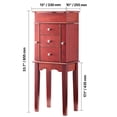 thumbnail image 5 of KFFKFF Standing Wooden Jewelry Cabinet Armoire with Mirror, 3 Drawers, 4 Top Compartments, Zinc Alloy Handles, and Side Doors Featuring Necklace Hooks, 5 of 9