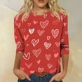 thumbnail image 2 of Garbnen Valentines Day Top Women 3/4 Length Sleeve Womens Tops Love Heart Graphic Crew Neck Dressy Womens Tunic Blouses, 2 of 6