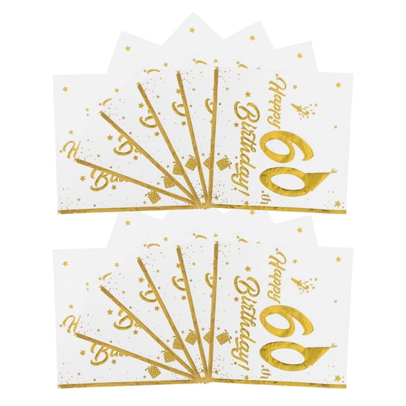 Milisten White Paper Dinner Napkins Elegant Design 60Th Birthday Party Supplies