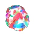 thumbnail image 4 of YFYANG Women's Double Waterproof Shower Cap, Colorful Feathers Pattern Reusable Hair Cap for All Hair Styles and Head Sizes, 4 of 6