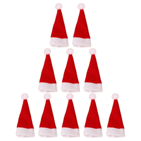 10 Pcs Mini Santa Hat Christmas Decorations Xmas Tree Party Claus Wine Bottle Covers Decorative Small Lollipops