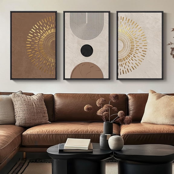 Neutral Singg Wall Art for Living Room, 3 Piece Modern Canvas Prints Paintings Artwork for Walls-Tan Beige Brown Minimalist Pictures for Living Room Hallway Bedroom Wall Decor