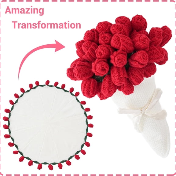 ROSEKIND 63'' Rose Flower Bouquet Blanket, Soft and Lightweight Knitted Throw Blankets