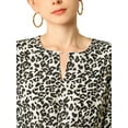 thumbnail image 7 of Allegra K Women's Leopard Keyhole Above Knee Pleated a-Line Dress, 7 of 7