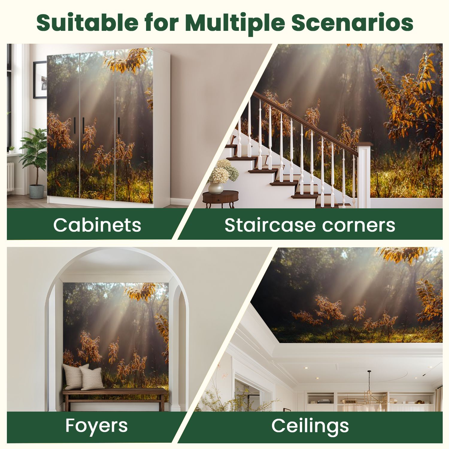 Peel and Stick Wallpaper Morning forest Dew grass Modern Art Wall Mural Decor Self Adhesive and Removable 100in x 144in