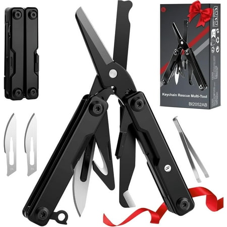 Mini Multitool BI2052AB EDC Multitool w/Window Breaker Seat Belt Bottle Opener for Outdoor TSA Approved Multi-tool Cool Gadget Valentines Day for Him