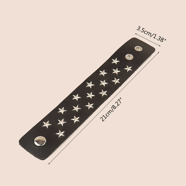 TRINGKY Spikes Rivets Studded Cuff Wrap PU Leather Punk