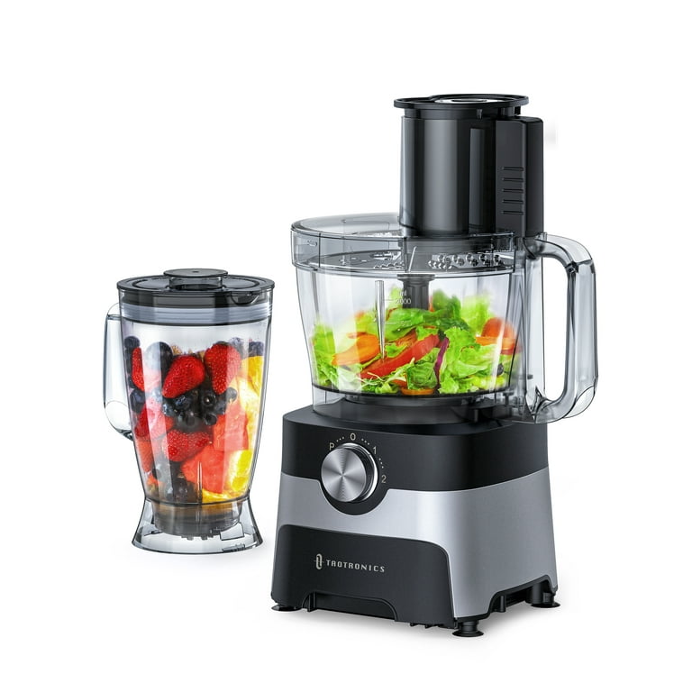 Food Processor and Blender Combo, TaoTronics 1.8L 600W 9-Cup Food Processor  with 61oz. Blender Jar, 2 Speeds and Pulse Function, 2 Reversible Discs and  2 Blades 