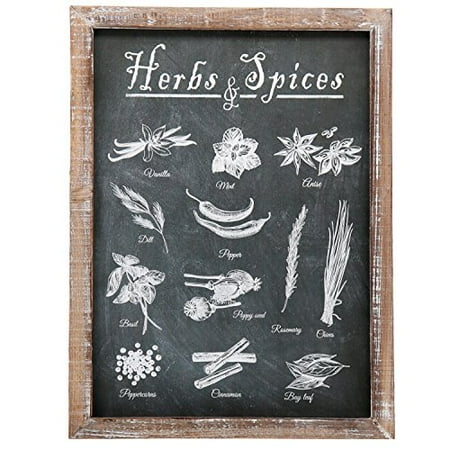 Barnyard Designs Vintage Herb and Spices Chalkboard Art Wood Framed Plaques, Primitive Country Farmhouse Home Decor Sign 16