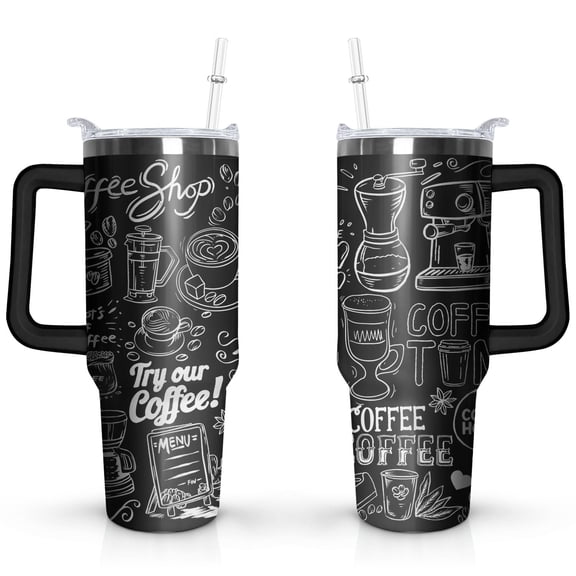 Black and White Pencil 40oz Stainless Steel Vacuum Insulated Tumbler with Lid and Straw Gifts for Mom Friend Sister Grandma
