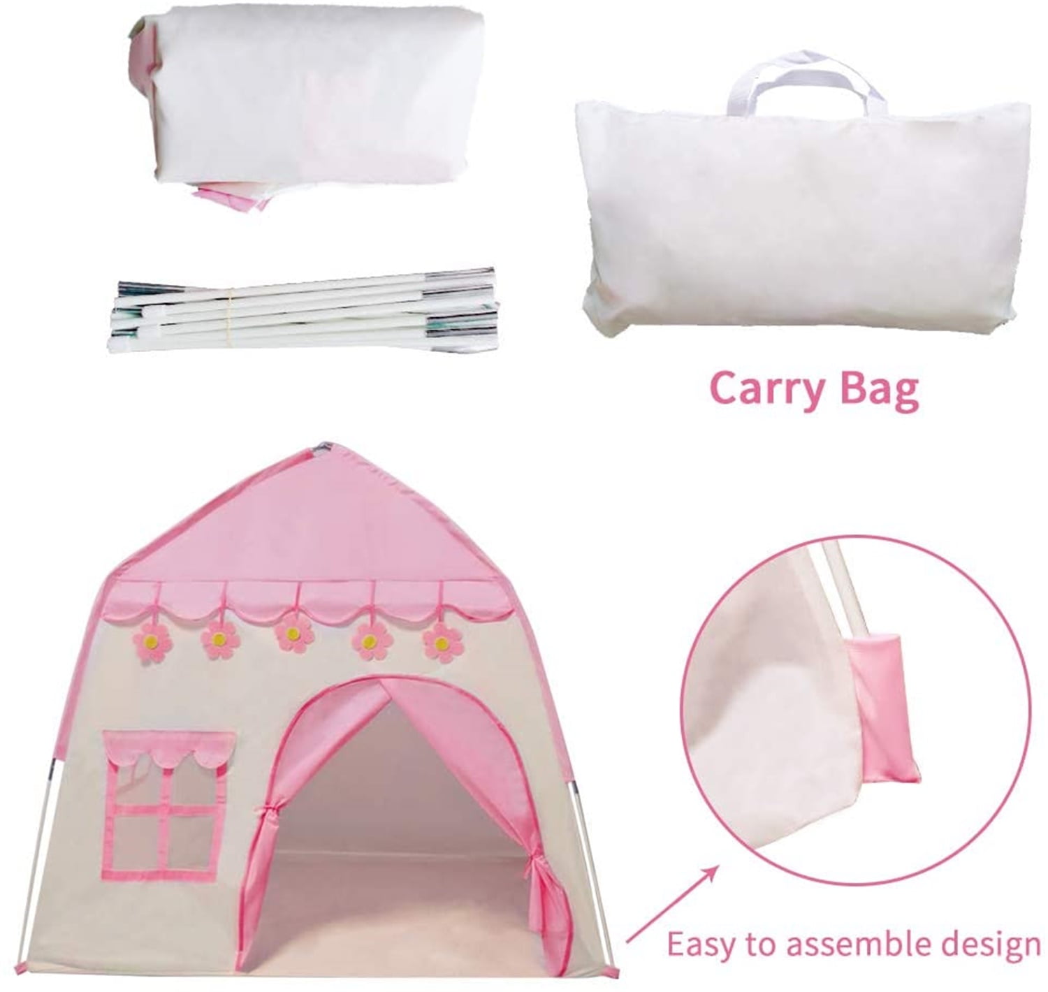 Canddidliike Portable Kids Play Tent, Castle Large Teepee, Children Playhouse with Carry Bag for Indoor Outdoor