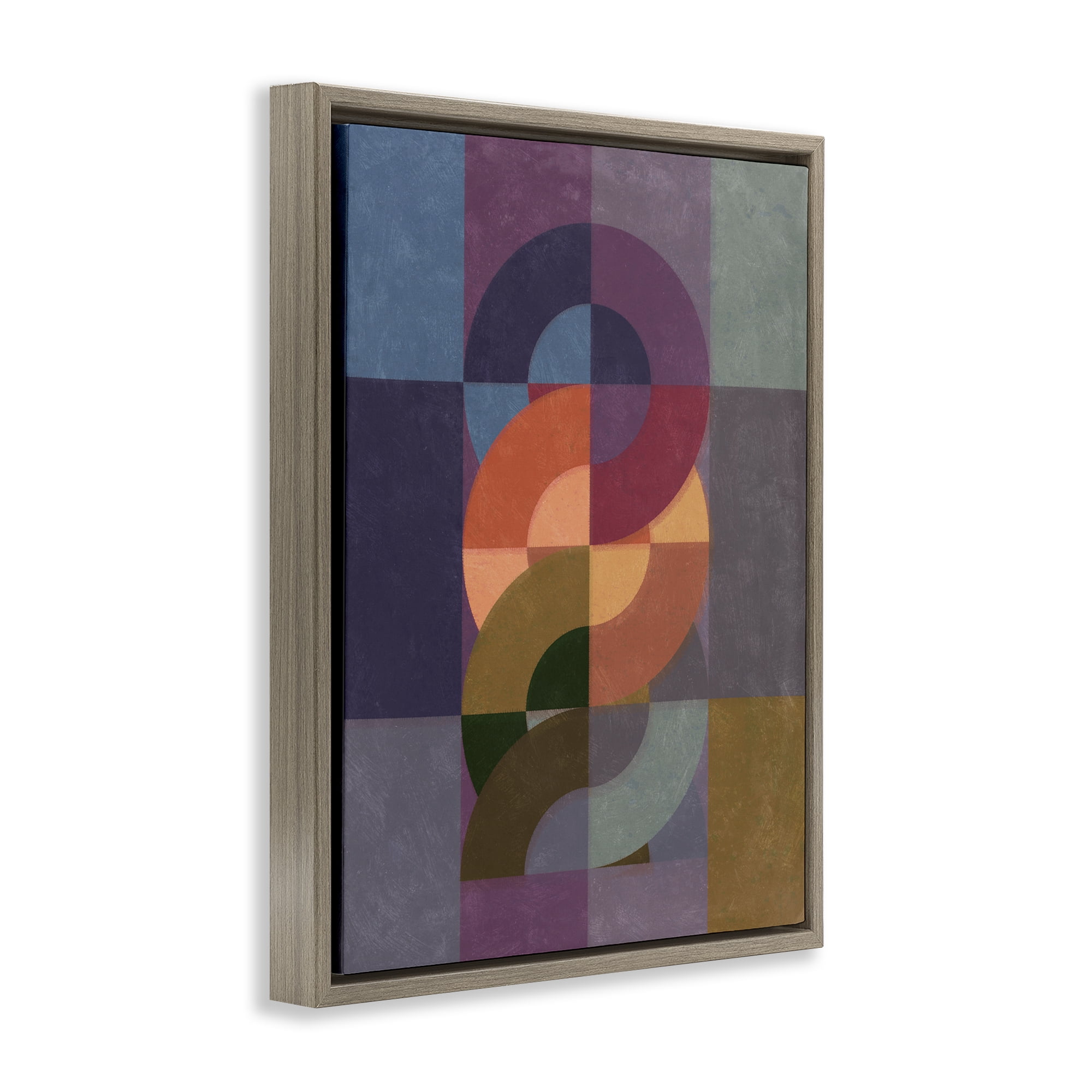 Stupell Industries Modern Interlocking Circles Abstract Painting Brown Floater Framed Canvas Art Print Wall Art, 25 x 31