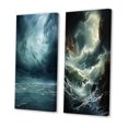 thumbnail image 3 of Designart "Ocean Storm euphony I" Storms Wall Art Set Of 2 - Teal Landscapes Canvas Set For Living Room Decor, 3 of 7