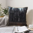 thumbnail image 6 of Zufioo Gloomy Mansion Forest Scene Print Velvet Border Throw Pillow Cover, Zipper Throw Pillow Protector for Cushions Sofa Bedroom Home Decorations-18"x18", 6 of 8