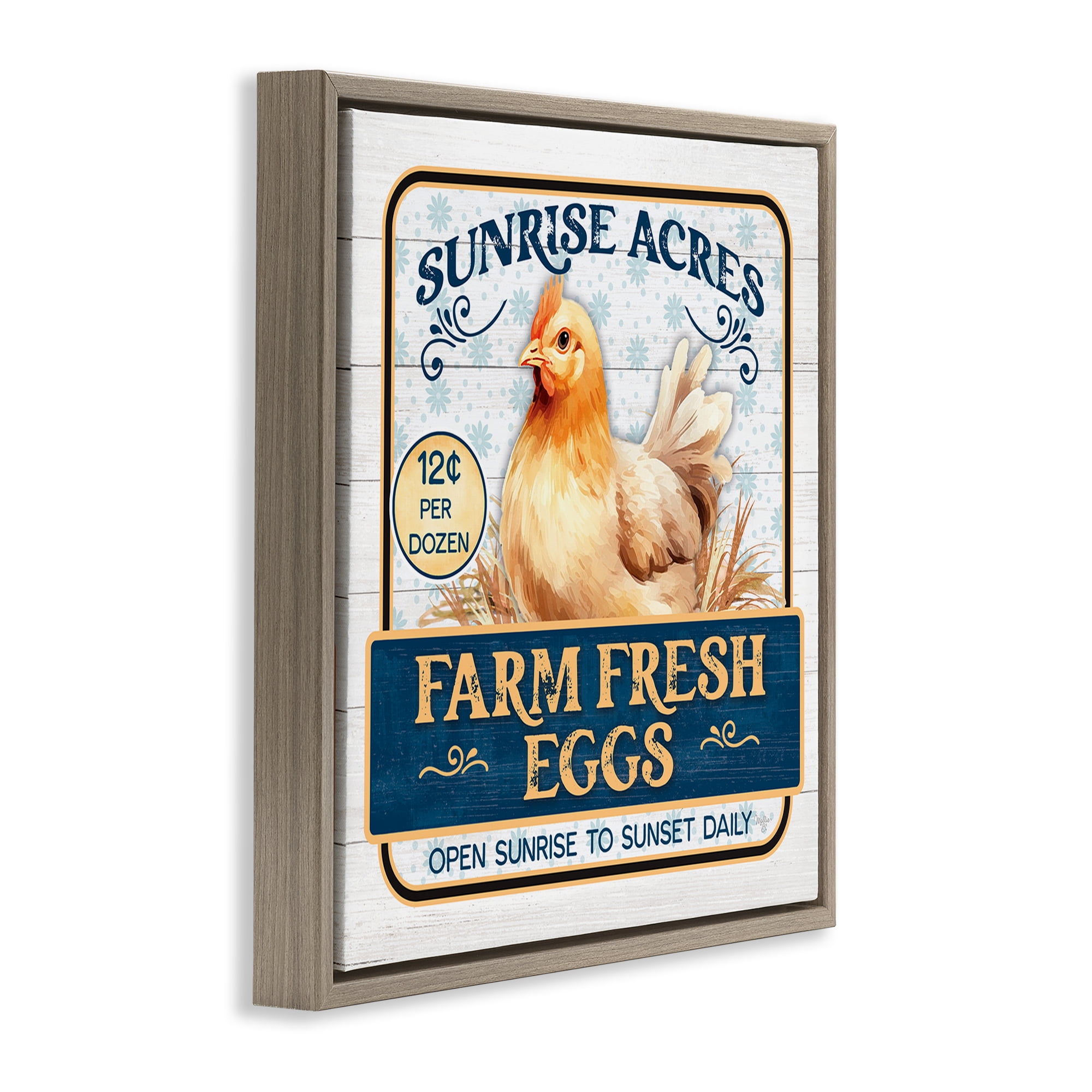 Stupell Industries Farm Fresh Eggs Animals & Insects Painting Brown Floater Framed Canvas Art Print Wall Art, 18 x 18