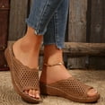 thumbnail image 4 of Mepaouo Summer Orthopedic Sandals for Women Arch Support Low Wedge Slides Hollow out Beach Slippers, 4 of 9