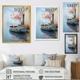 thumbnail image 4 of Designart "Blossoms on Pastel Port Boat I" Coastal Framed Wall Art - Coastal Blue Coastal Boat Entryway Framed Wall Art Print, 4 of 6