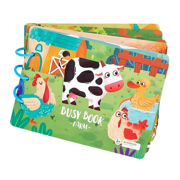 Libro de actividades Montessori: animales y números para emparejar (reutilizable). Granja