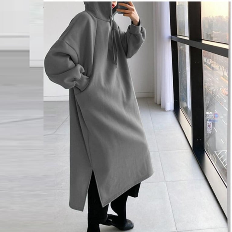 oversized hoodie sweater dress Long Hoodie Dress for Women | Warm Sweatshirt With Long Sleeves and Pockets | Handmade