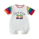 thumbnail image 1 of Gibobby Pañalero de algodón Body de manga corta para bebé recién nacido, ropa de bebé para niños y niñas, mono de arcoíris para niños, verano, superbonito(Blanco, 0-3 Meses ), 1 of 5