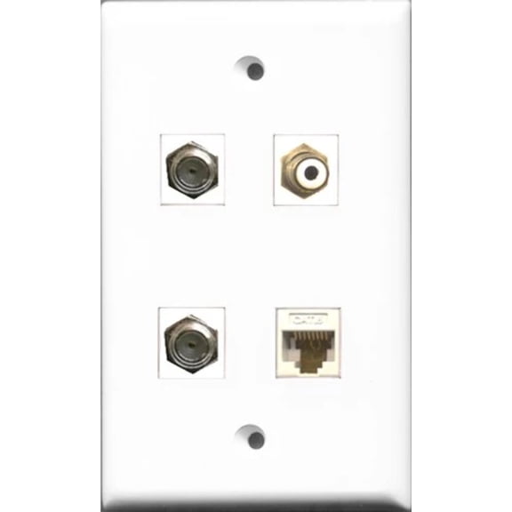 RiteAV 1 Port RCA White 2 Port Coax Cable TV- F-Type and 1 Port Cat6 Ethernet White Wall Plate