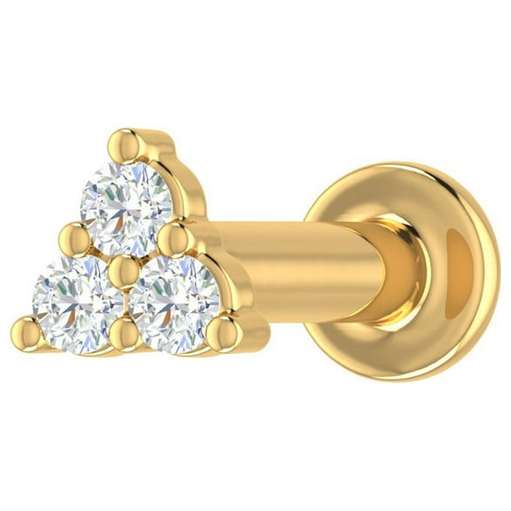 0.05 Carat 3-Stone Diamond Nose Pin Stud in 18K Yellow Gold (SI1-SI2 Clarity)