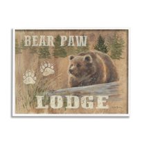 Stupell Bear Paw Lodge Cabin Paw Shapes Animals & Insects Painting White Framed Art Print Wall Art