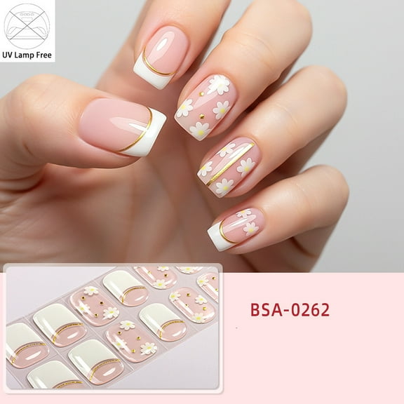 UV-Free Gel Nail Art Stickers, Waterproof Hot Stamping, Icy Clear, No-Bake Nail Polish Film, BSA-0262