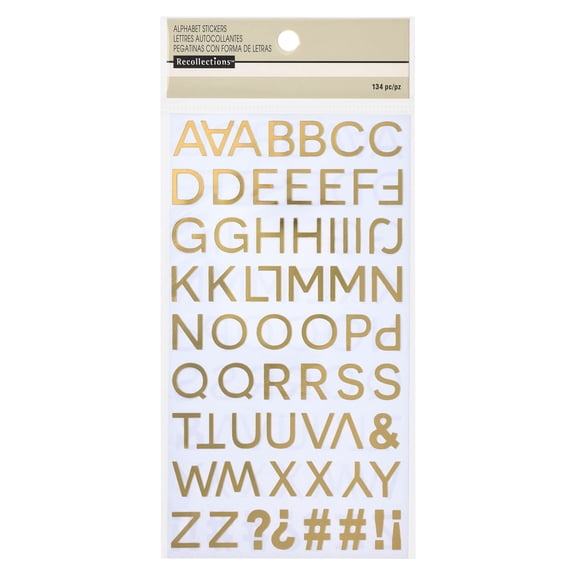 Recollections Gold Foil Thin Alphabet Stickers, 12 Pack