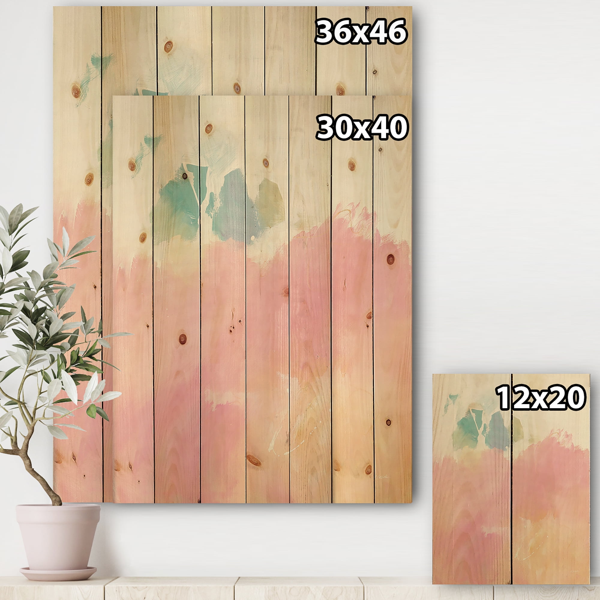 Designart 'Fractal Pink Dream' Modern & Contemporary Print on Natural Pine Wood